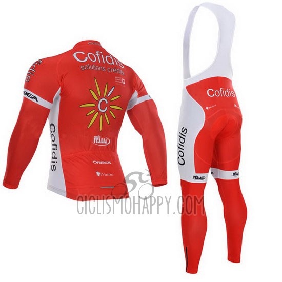 Cofidis Cycling Jersey Bib Tight 2015 Long Sleeve Red